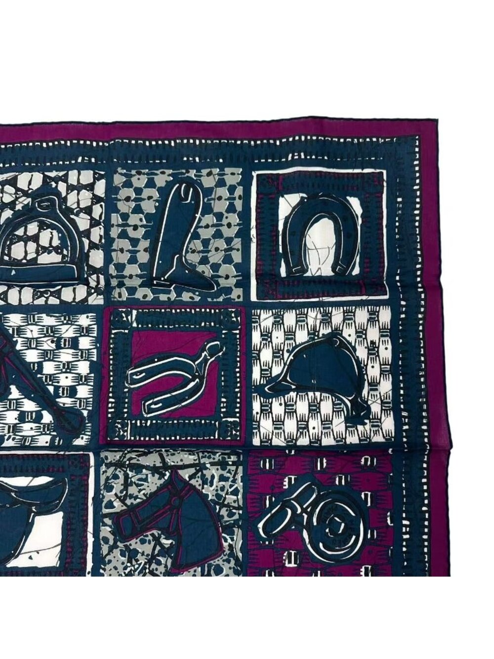 Hermes le Boubou H Scarf Cotton Navy - Picture 4 of 7